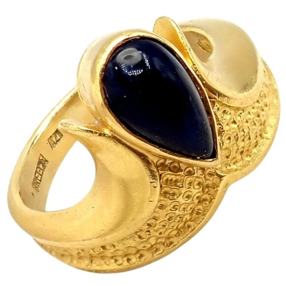 Authentic! Ilias Lalaounis Greece 18k Yellow Gold Onyx Ring - Picture 12 of 13